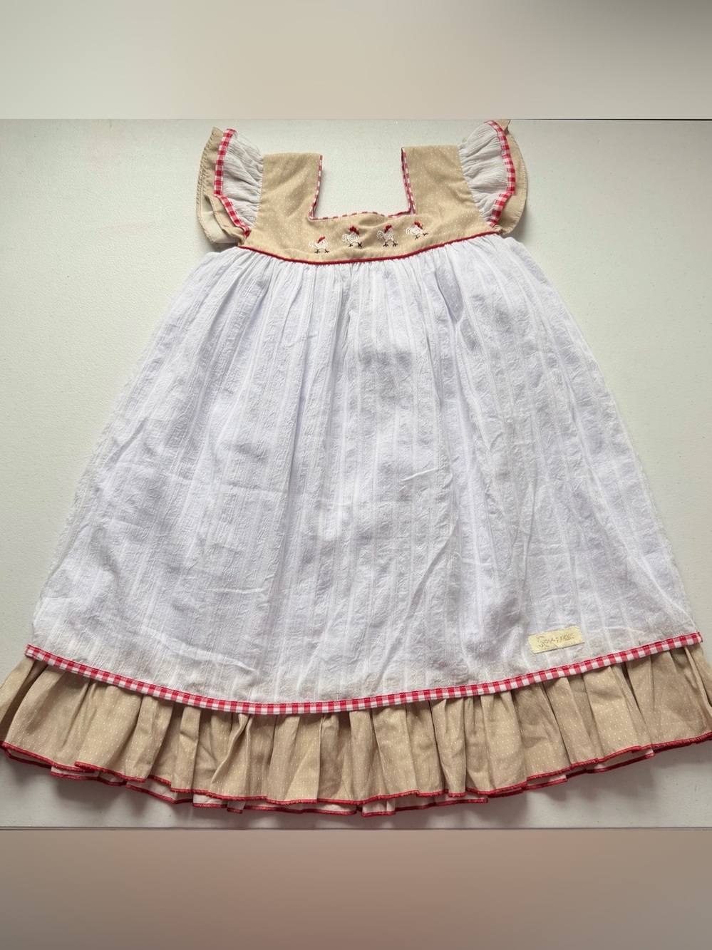 Rosa Flamenco Chicken Rooster Boutique Ruffle Dress 7/8 - Runs Huge